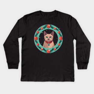 Burmese Cat Xmas Ornament, Love Cats Kids Long Sleeve T-Shirt