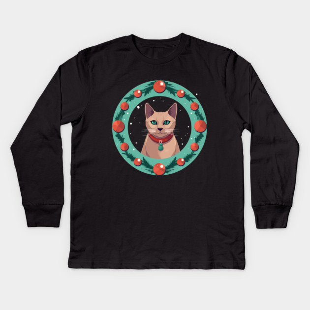 Burmese Cat Xmas Ornament, Love Cats Kids Long Sleeve T-Shirt by logiamerch
