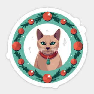 Burmese Cat Xmas Ornament, Love Cats Sticker