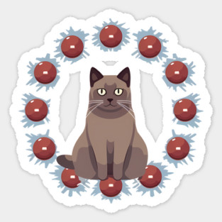 Burmese Cat Xmas Ornament, Love Cats Sticker