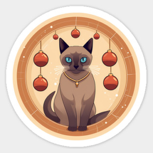 Burmese Cat Xmas Ornament, Love Cats Sticker