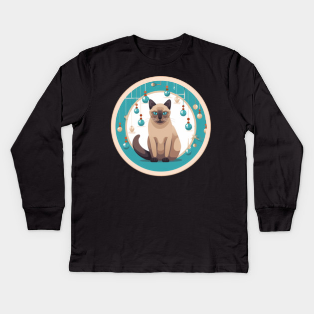 Burmese Cat Xmas Ornament, Love Cats Kids Long Sleeve T-Shirt by logiamerch