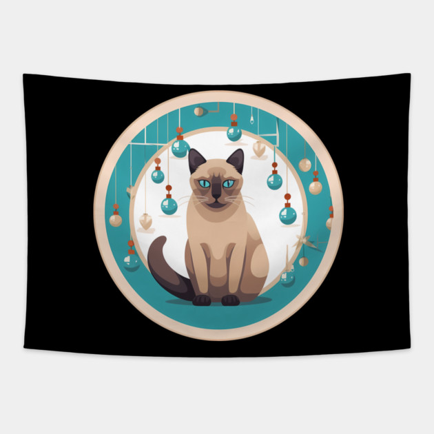 Burmese Cat Xmas Ornament, Love Cats Tapestry by logiamerch