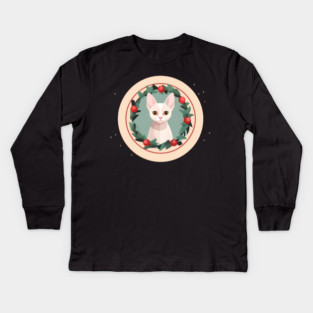 Devon Rex Cat Xmas Ornament, Love Cats Kids Long Sleeve T-Shirt