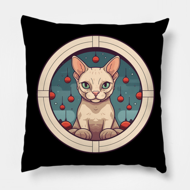 Devon Rex Cat Xmas Ornament, Love Cats Pillow by logiamerch