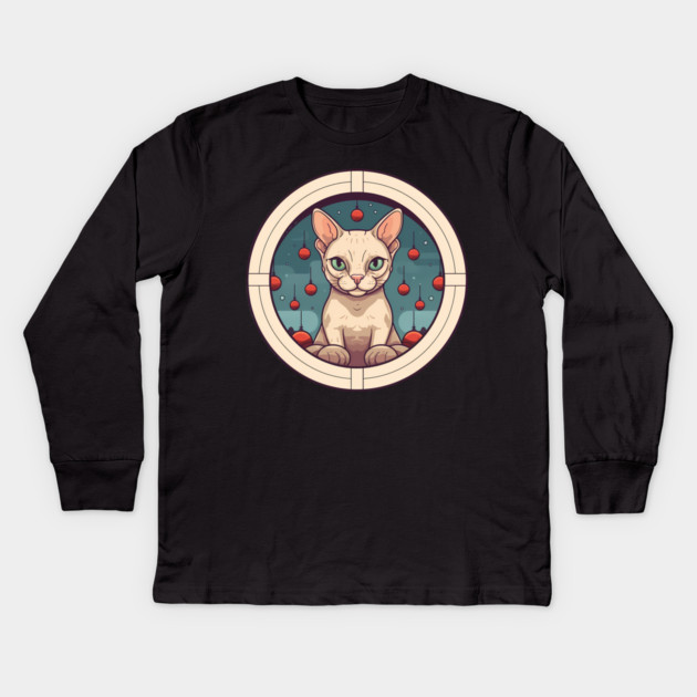 Devon Rex Cat Xmas Ornament, Love Cats Kids Long Sleeve T-Shirt by logiamerch