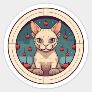 Devon Rex Cat Xmas Ornament, Love Cats Sticker