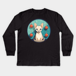Devon Rex Cat Xmas Ornament, Love Cats Kids Long Sleeve T-Shirt