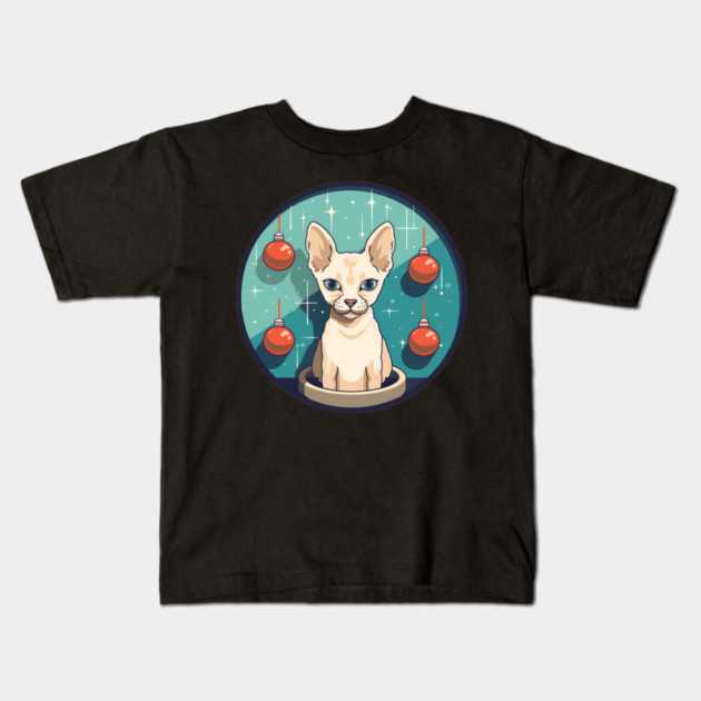 Devon Rex Cat Xmas Ornament, Love Cats Kids T-Shirt by logiamerch
