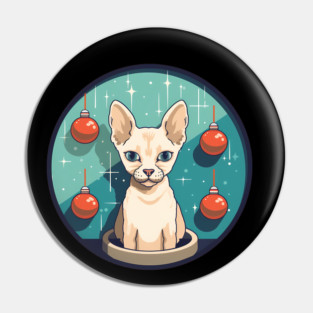 Devon Rex Cat Xmas Ornament, Love Cats Pin