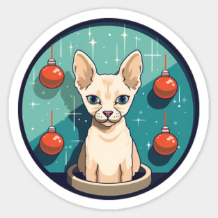 Devon Rex Cat Xmas Ornament, Love Cats Sticker