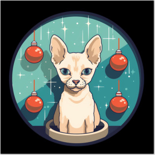 Devon Rex Cat Xmas Ornament, Love Cats Posters and Art