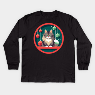 Maine Coon Cat Xmas Xmas Ornament, Love Cats Kids Long Sleeve T-Shirt