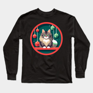 Maine Coon Cat Xmas Xmas Ornament, Love Cats Long Sleeve T-Shirt