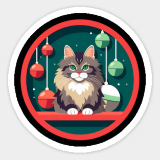 Maine Coon Cat Xmas Xmas Ornament, Love Cats Sticker