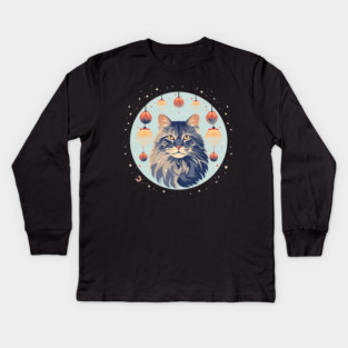 Maine Coon Cat Xmas Xmas Ornament, Love Cats Kids Long Sleeve T-Shirt