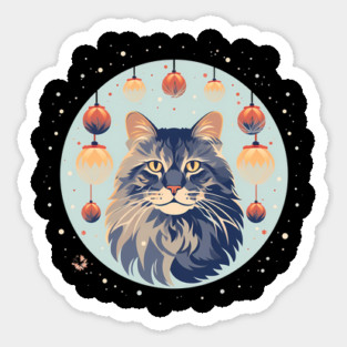 Maine Coon Cat Xmas Xmas Ornament, Love Cats Sticker