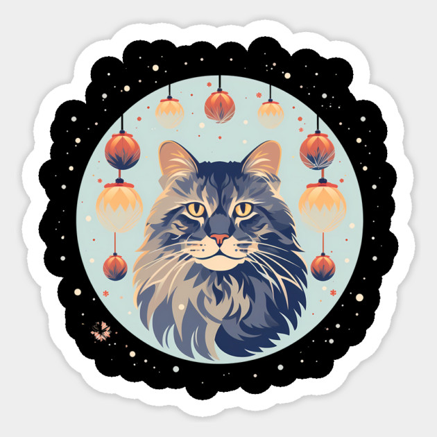 Maine Coon Cat Xmas Xmas Ornament, Love Cats Sticker by logiamerch