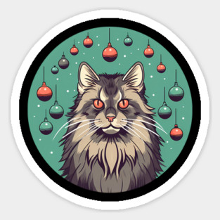 Maine Coon Cat Xmas Xmas Ornament, Love Cats Sticker