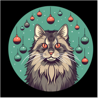 Maine Coon Cat Xmas Xmas Ornament, Love Cats Posters and Art