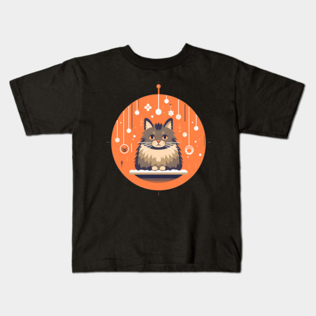 Norwegian Forest Cat Xmas Ornament, Love Cats Kids T-Shirt by logiamerch