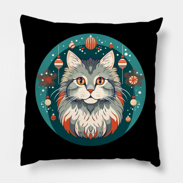 Norwegian Forest Cat Xmas Ornament, Love Cats Pillow by logiamerch