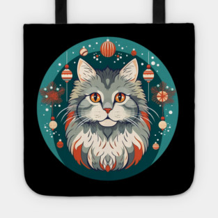 Norwegian Forest Cat Xmas Ornament, Love Cats Tote