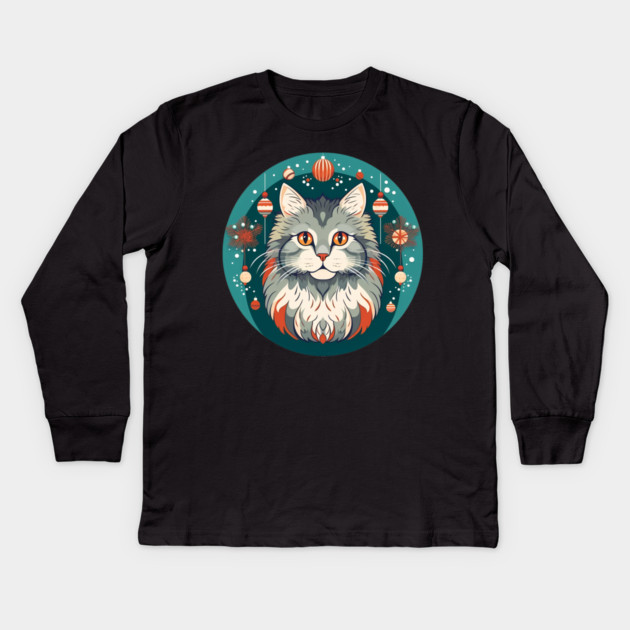 Norwegian Forest Cat Xmas Ornament, Love Cats Kids Long Sleeve T-Shirt by logiamerch