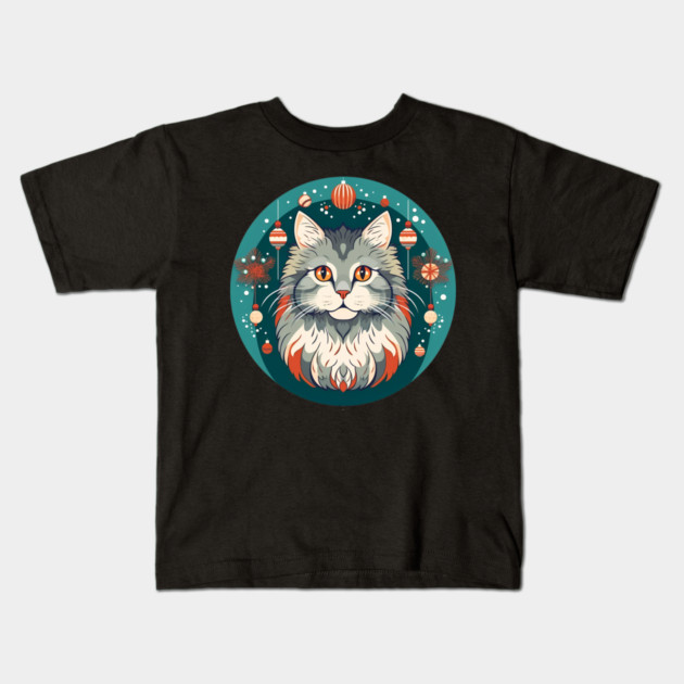 Norwegian Forest Cat Xmas Ornament, Love Cats Kids T-Shirt by logiamerch