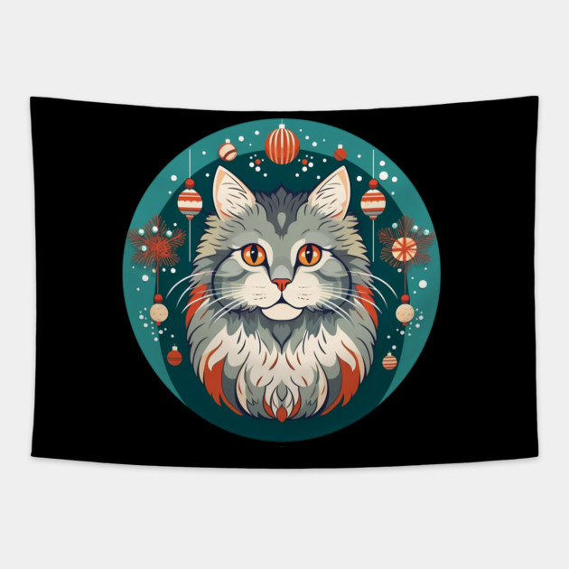 Norwegian Forest Cat Xmas Ornament, Love Cats Tapestry by logiamerch