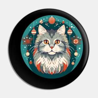 Norwegian Forest Cat Xmas Ornament, Love Cats Pin