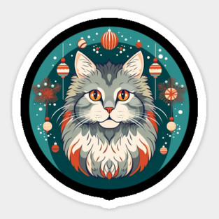 Norwegian Forest Cat Xmas Ornament, Love Cats Sticker