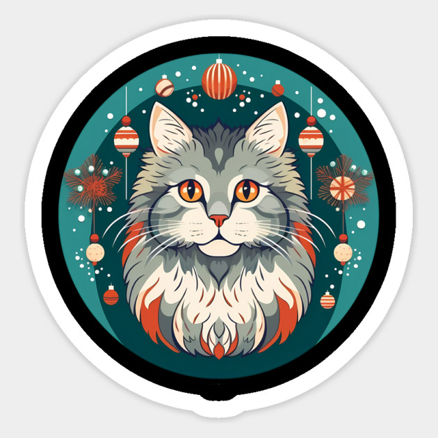 Norwegian Forest Cat Xmas Ornament, Love Cats Sticker by logiamerch