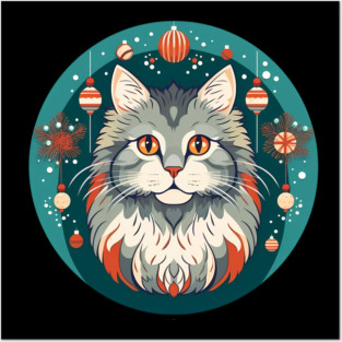 Norwegian Forest Cat Xmas Ornament, Love Cats Posters and Art