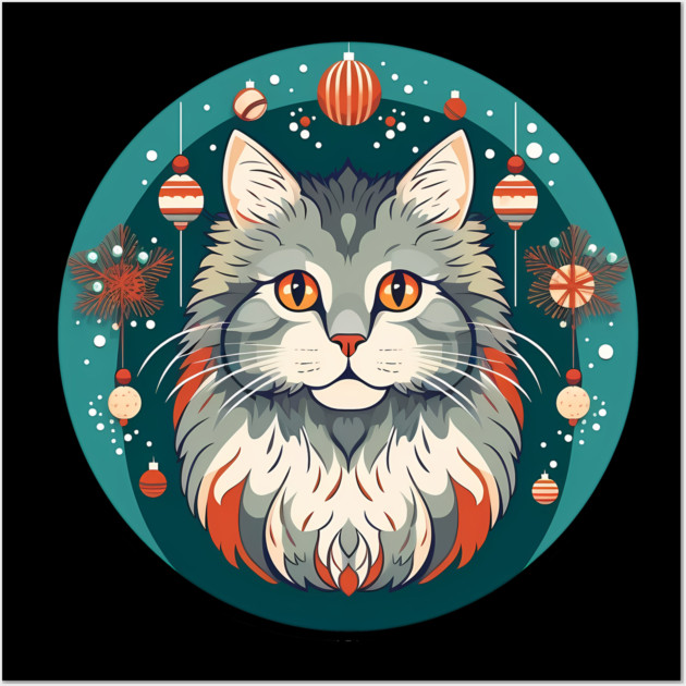Norwegian Forest Cat Xmas Ornament, Love Cats Wall Art by logiamerch