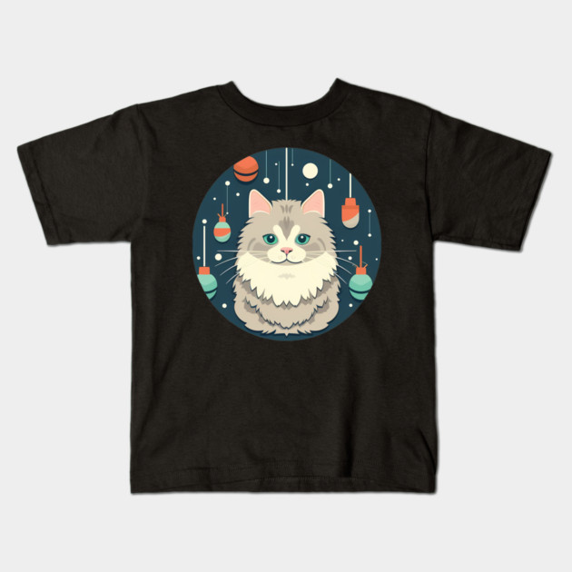 Norwegian Forest Cat Xmas Ornament, Love Cats Kids T-Shirt by logiamerch
