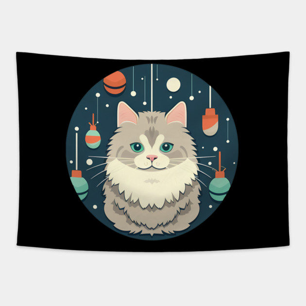 Norwegian Forest Cat Xmas Ornament, Love Cats Tapestry by logiamerch