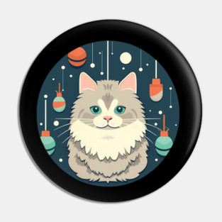 Norwegian Forest Cat Xmas Ornament, Love Cats Pin
