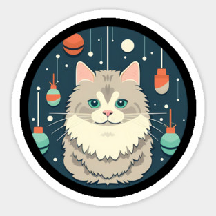 Norwegian Forest Cat Xmas Ornament, Love Cats Sticker