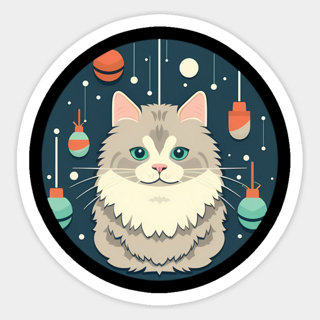 Norwegian Forest Cat Xmas Ornament, Love Cats Sticker by logiamerch