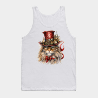 Steampunk Christmas Cat Tank Top