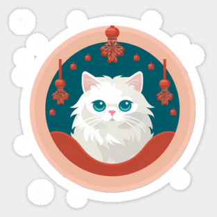 Persian Cat Xmas  Ornament, Love Cats Sticker
