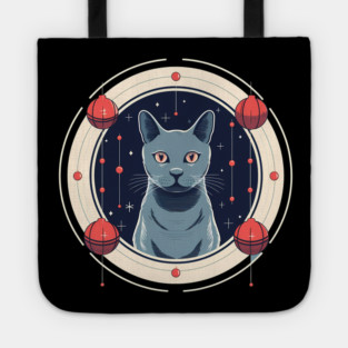 Russian Blue Cat Xmas Ornament, Love Cats Tote