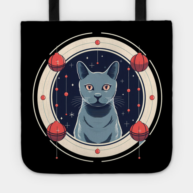 Russian Blue Cat Xmas Ornament, Love Cats Tote by logiamerch
