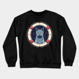 Russian Blue Cat Xmas Ornament, Love Cats Crewneck Sweatshirt