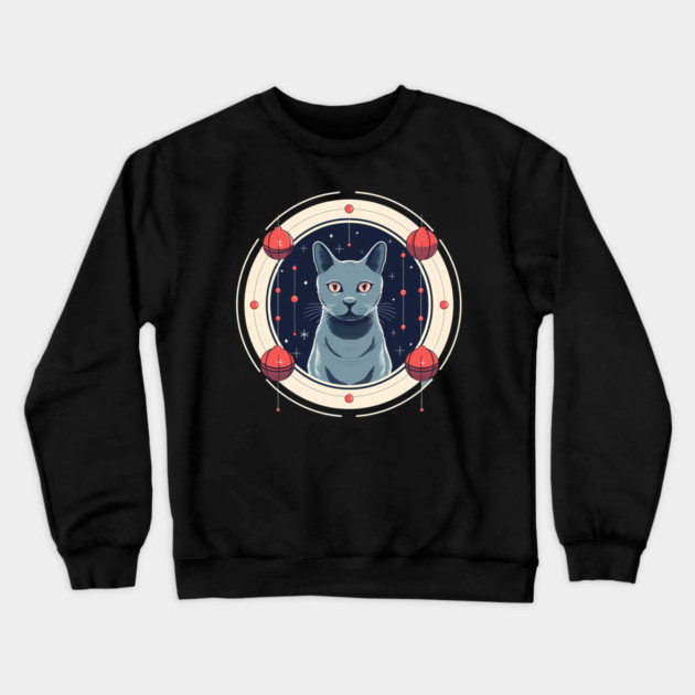 Russian Blue Cat Xmas Ornament, Love Cats Crewneck Sweatshirt by logiamerch