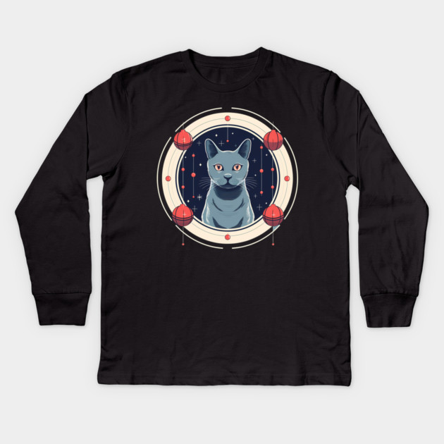 Russian Blue Cat Xmas Ornament, Love Cats Kids Long Sleeve T-Shirt by logiamerch