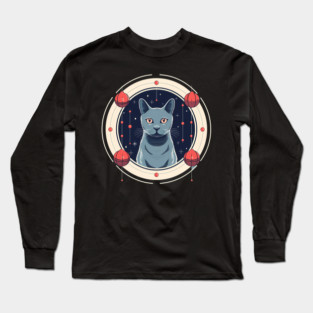 Russian Blue Cat Xmas Ornament, Love Cats Long Sleeve T-Shirt