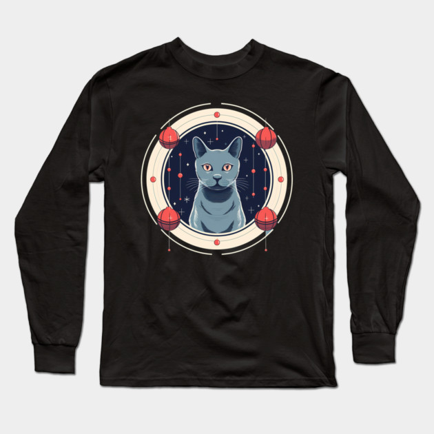 Russian Blue Cat Xmas Ornament, Love Cats Long Sleeve T-Shirt by logiamerch