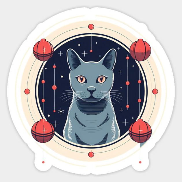 Russian Blue Cat Xmas Ornament, Love Cats Sticker by logiamerch